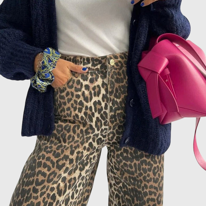 Clara | Vintage Jeans med Leopardtryck